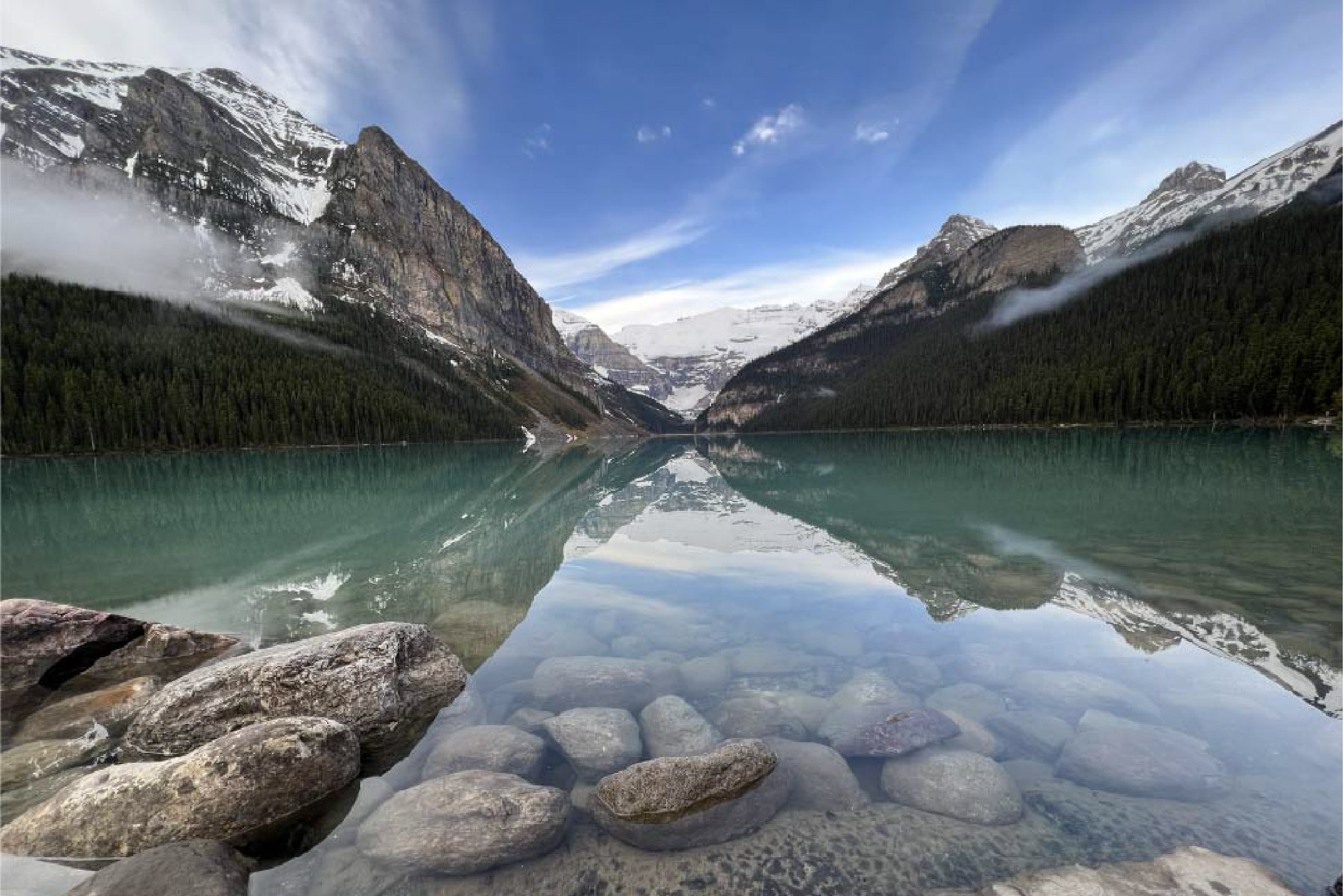 etherial photo of lake louise